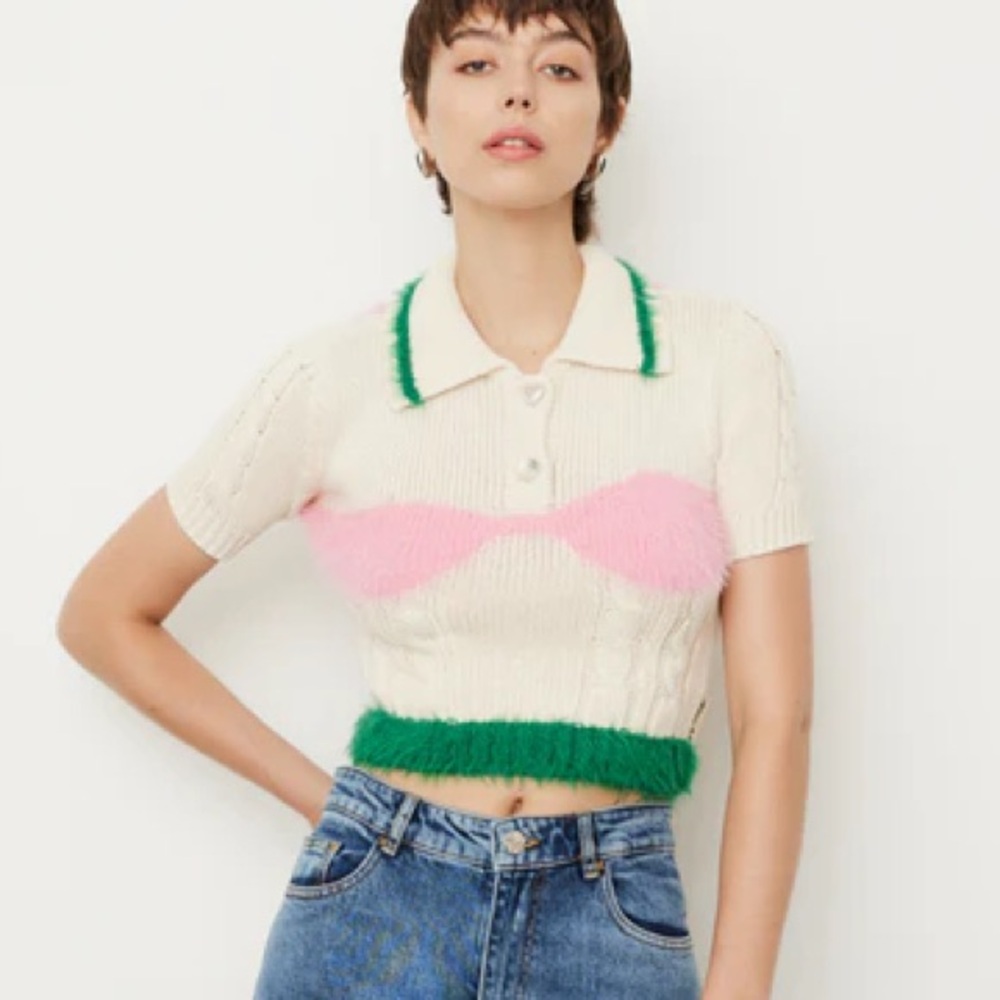 Andersson Bell Hayes Lingerie Intarsia Knit Collar Top